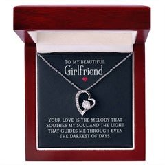 ShineOn Fulfillment jewelry featuring the "My Beautiful Girlfriend - Forever Love Necklace" with heart pendant and delicate chain.