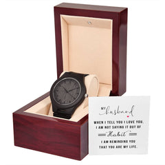 Wooden "You Are My Life" jewelry watch by ShineOn Fulfillment, featuring a natural wooden band and engraved heartfelt message.