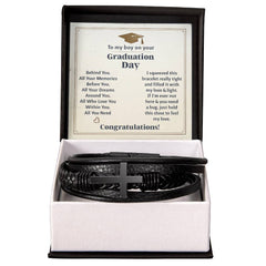 ShineOn Fulfillment cross bracelet engraved with "To My Boy Graduation Memories" jewelry for special occasions