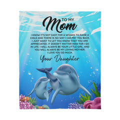 Soft jersey fleece blanket with a heartfelt "To Mom I Know It's Not Easy" message, perfect for cozy gifting from ShineOn Fulfillment