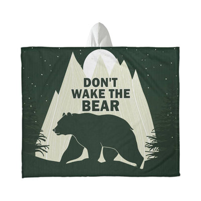 ShineOn Fulfillment hooded Sherpa fleece blanket with bear design, soft, cozy fabric, and a large hood for warmth and comfort.