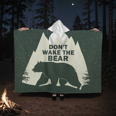 ShineOn Fulfillment hooded Sherpa fleece blanket with bear design, soft and cozy for warmth and comfort.