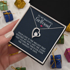 ShineOn Fulfillment My Beautiful Girlfriend Forever Love Necklace showcasing a delicate jewelry piece with engraved heart design.
