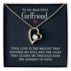 ShineOn Fulfillment Forever Love Necklace featuring a heart-shaped pendant with engraved "My Beautiful Girlfriend" jewelry.