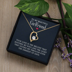 ShineOn Fulfillment Forever Love Necklace featuring a delicate pendant with "My Beautiful Girlfriend" engraved, elegant jewelry piece.